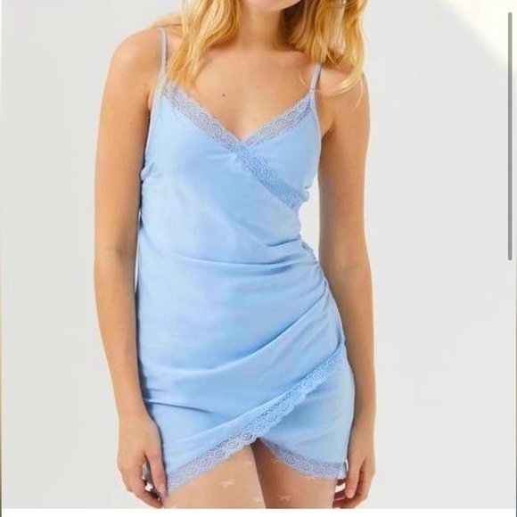 Urban Outfitters Dresses & Skirts - Urban Outfitters baby blue satin body con slip dress. Barely worn! GUC Size XS
